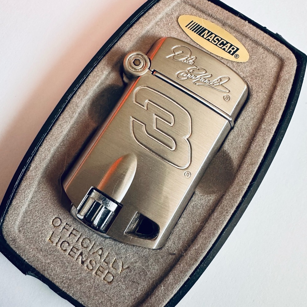 Vintage 1993 Dale Earnhardt NASCAR Silver Engraved Butane Lighter size OS